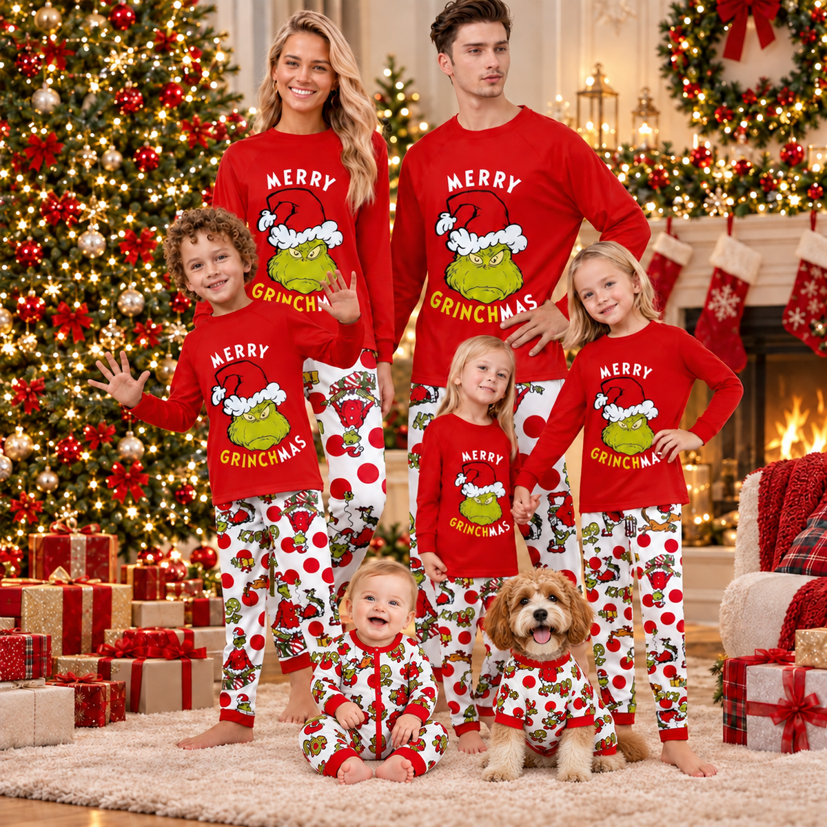 Merry Grinchmas Matching Family Christmas Pyjamas