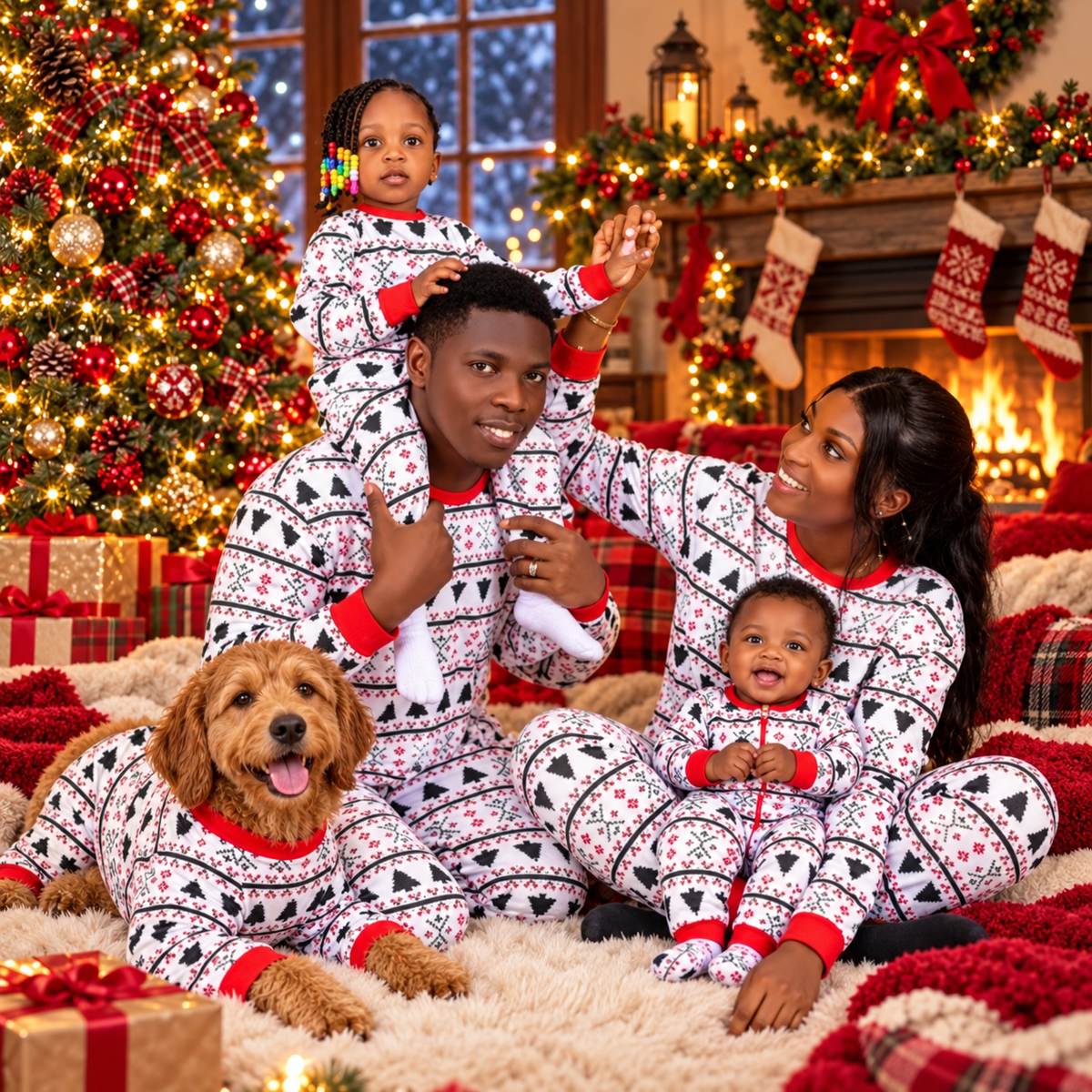 Nordic Christmas Tree Fair Isle Matching Family Christmas Pyjamas