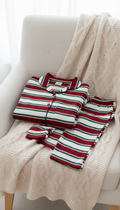 Family pajama set with cranberry stripes