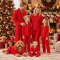 Classic Red Button-Up Piped Matching Family Christmas Pyjamas