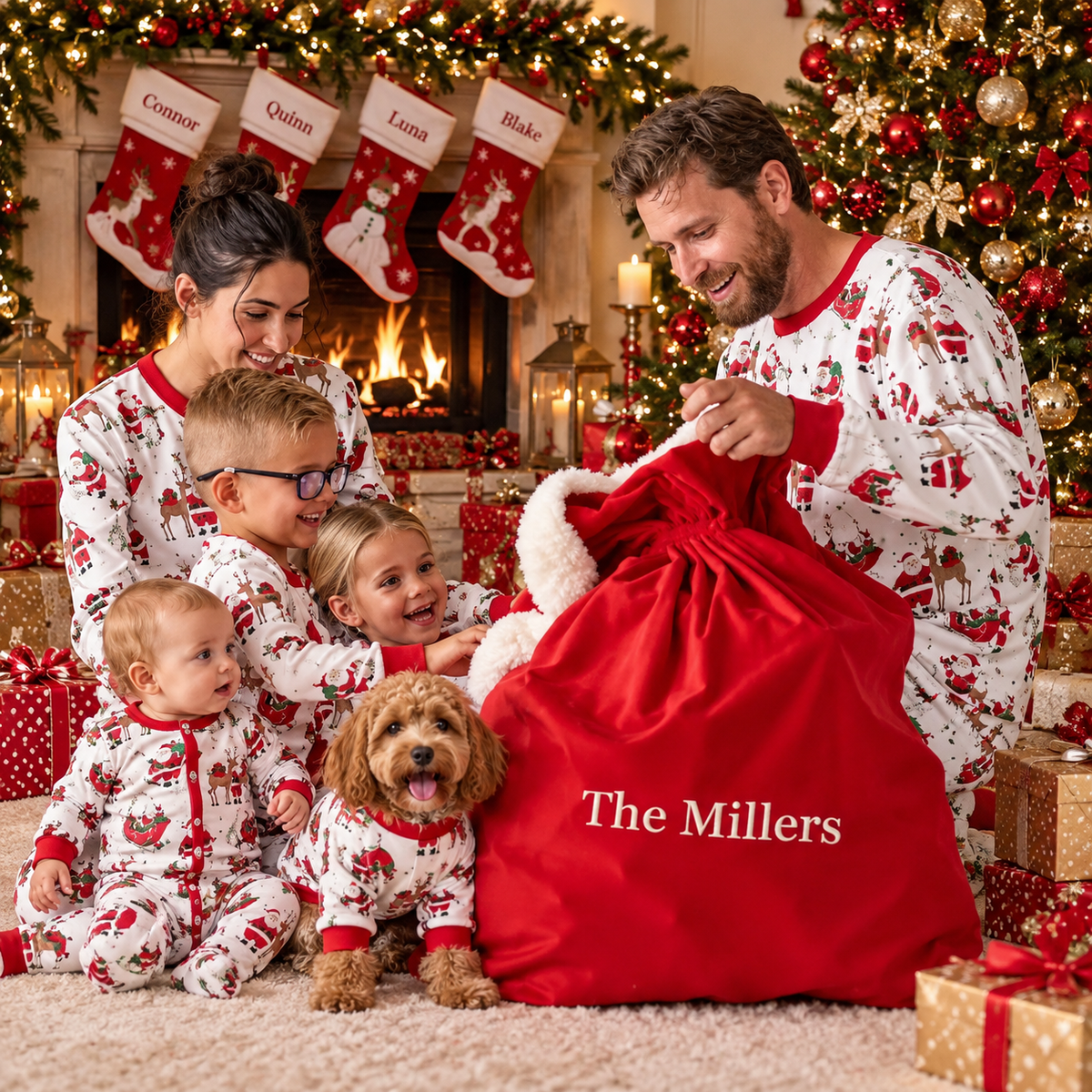 Santa's Holidays Reindeer & Tree Matching Family Christmas Pyjamas
