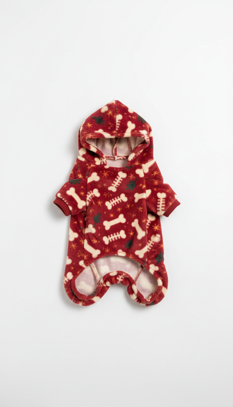 Pet pajama onesie with festive bones